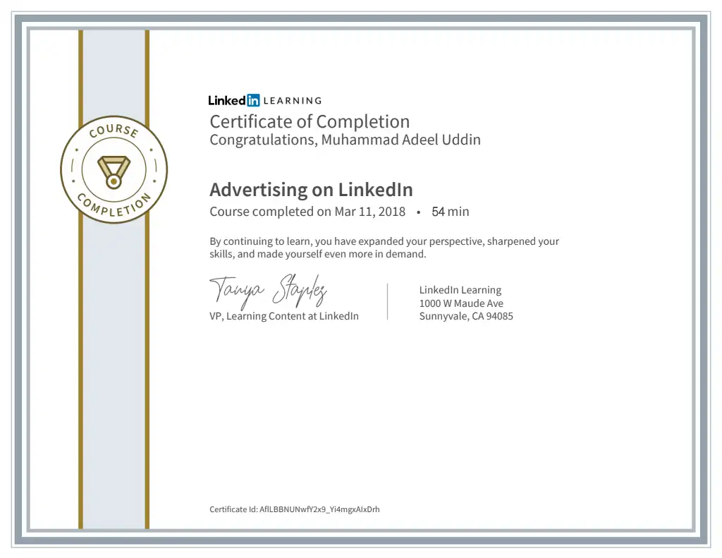 Muhammad Adeel Uddin - CertificateOfCompletion_Advertising On Linkedin.pdf